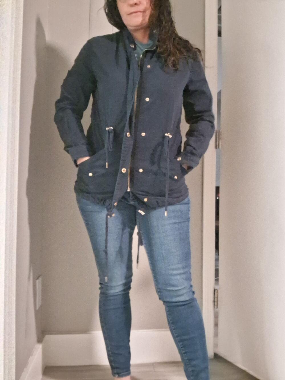VTG Y2K Forever 21 Navy Blue Utility Anorak Jacket Grunge Gorpcore Sz S